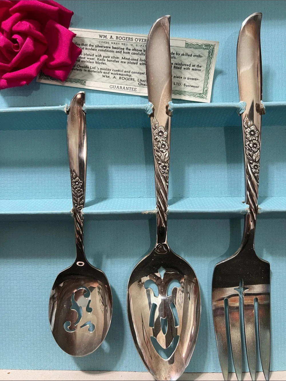 Wm Roger’s by Oneida Silver Hostess Set with “Wildwood” Pattern Handles